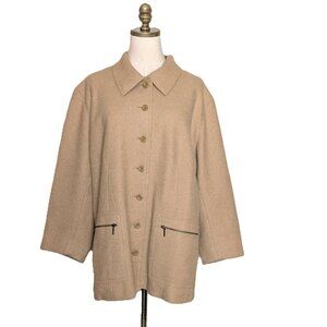 Vintage Talbots Alpaca Blend Button Front Chore Jacket Size 2X Camel Gorpcore